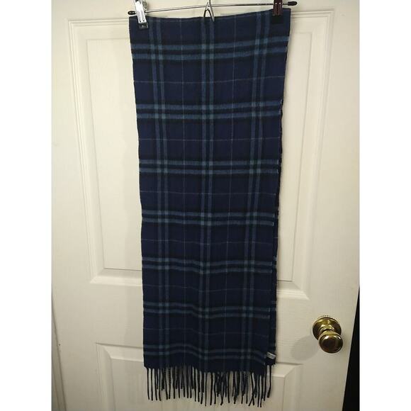 enzo mantovani Unisex Blue Plaid Wool Cashmere Winter Scarf - Picture 2 of 8